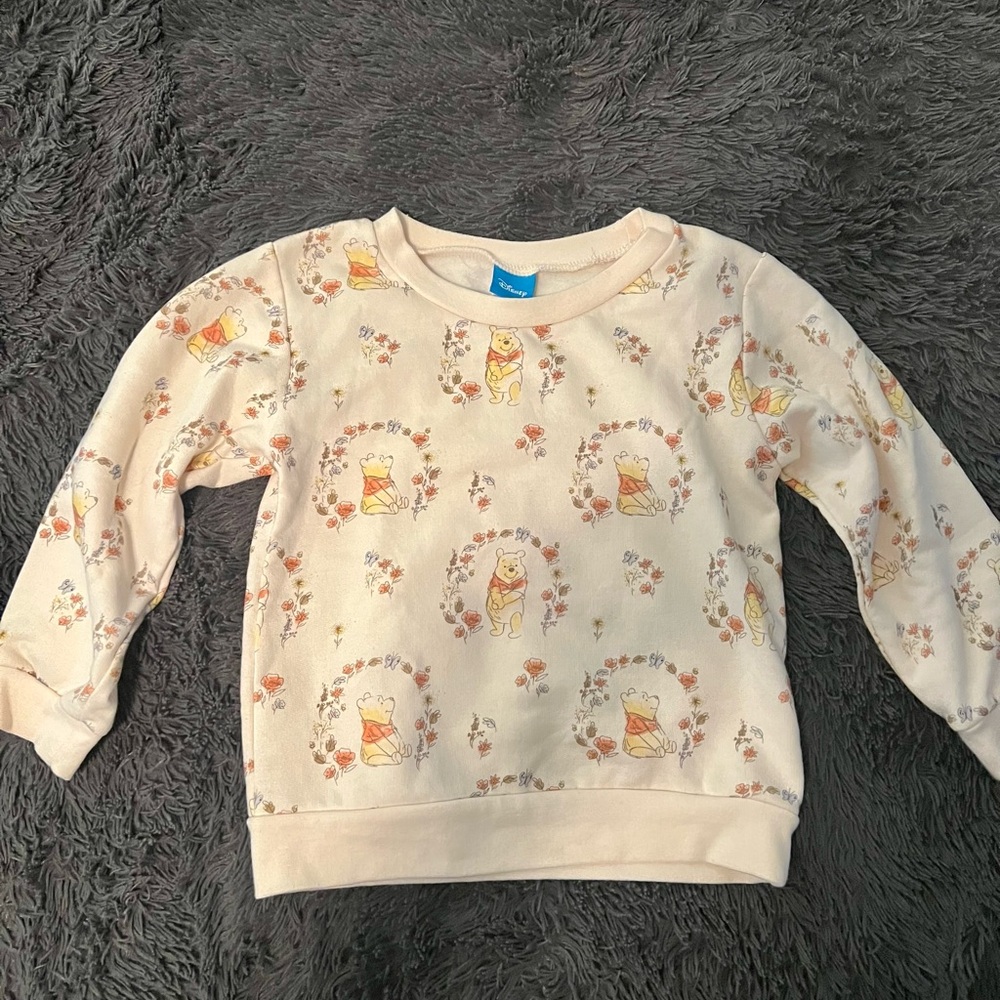 Disney Cream Sweatshirt with Pooh Bear and Floral Print